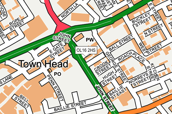 OL16 2HS map - OS OpenMap – Local (Ordnance Survey)