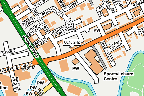 OL16 2HZ map - OS OpenMap – Local (Ordnance Survey)