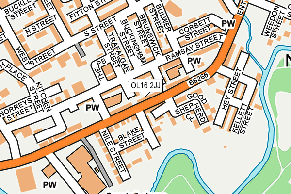 OL16 2JJ map - OS OpenMap – Local (Ordnance Survey)