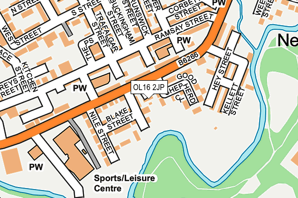 OL16 2JP map - OS OpenMap – Local (Ordnance Survey)