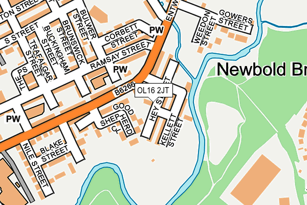 OL16 2JT map - OS OpenMap – Local (Ordnance Survey)