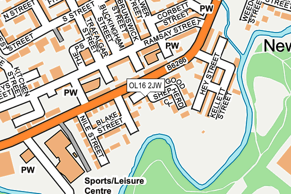 OL16 2JW map - OS OpenMap – Local (Ordnance Survey)