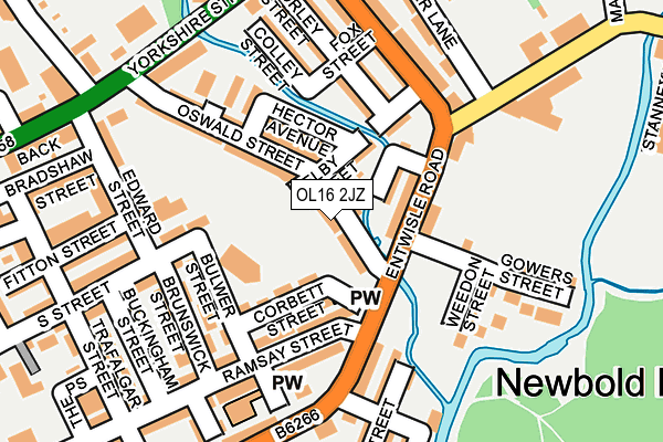 OL16 2JZ map - OS OpenMap – Local (Ordnance Survey)