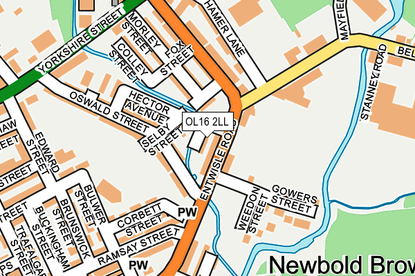 OL16 2LL map - OS OpenMap – Local (Ordnance Survey)