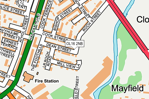 OL16 2NB map - OS OpenMap – Local (Ordnance Survey)