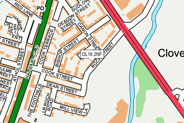 OL16 2NF map - OS OpenMap – Local (Ordnance Survey)