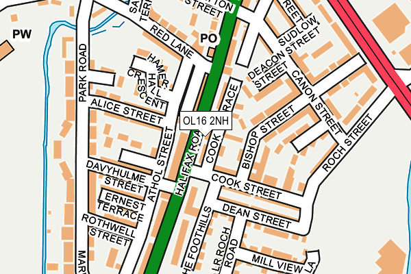 OL16 2NH map - OS OpenMap – Local (Ordnance Survey)