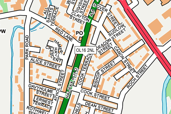 OL16 2NL map - OS OpenMap – Local (Ordnance Survey)