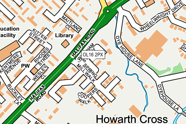 OL16 2PX map - OS OpenMap – Local (Ordnance Survey)