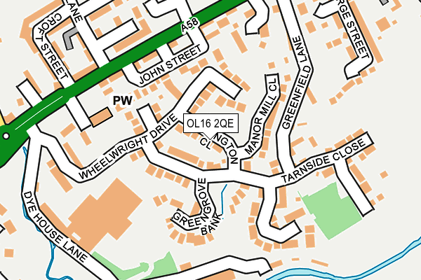 OL16 2QE map - OS OpenMap – Local (Ordnance Survey)