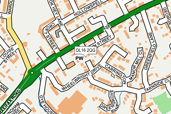 OL16 2QG map - OS OpenMap – Local (Ordnance Survey)