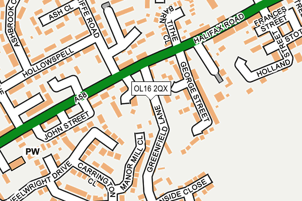 OL16 2QX map - OS OpenMap – Local (Ordnance Survey)