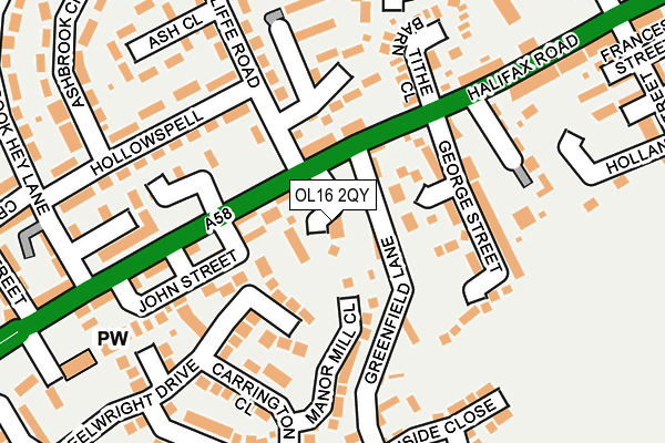 OL16 2QY map - OS OpenMap – Local (Ordnance Survey)