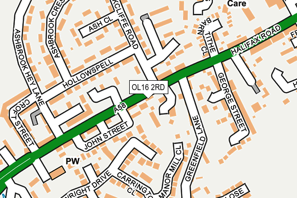 OL16 2RD map - OS OpenMap – Local (Ordnance Survey)