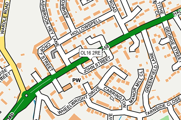 OL16 2RE map - OS OpenMap – Local (Ordnance Survey)