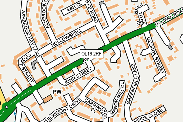 OL16 2RF map - OS OpenMap – Local (Ordnance Survey)