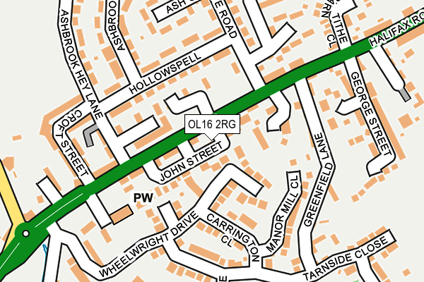 OL16 2RG map - OS OpenMap – Local (Ordnance Survey)