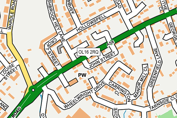 OL16 2RQ map - OS OpenMap – Local (Ordnance Survey)