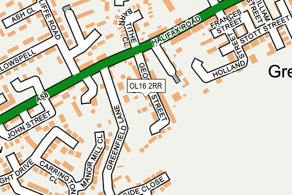 OL16 2RR map - OS OpenMap – Local (Ordnance Survey)