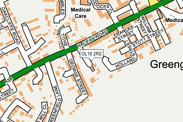 OL16 2RS map - OS OpenMap – Local (Ordnance Survey)