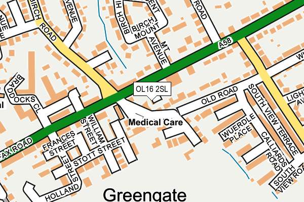 OL16 2SL map - OS OpenMap – Local (Ordnance Survey)