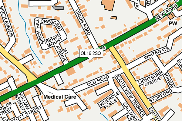 OL16 2SQ map - OS OpenMap – Local (Ordnance Survey)