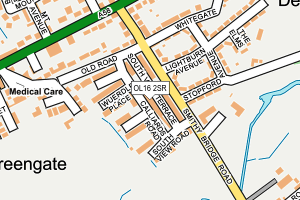 OL16 2SR map - OS OpenMap – Local (Ordnance Survey)