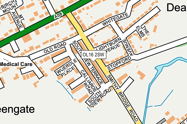 OL16 2SW map - OS OpenMap – Local (Ordnance Survey)