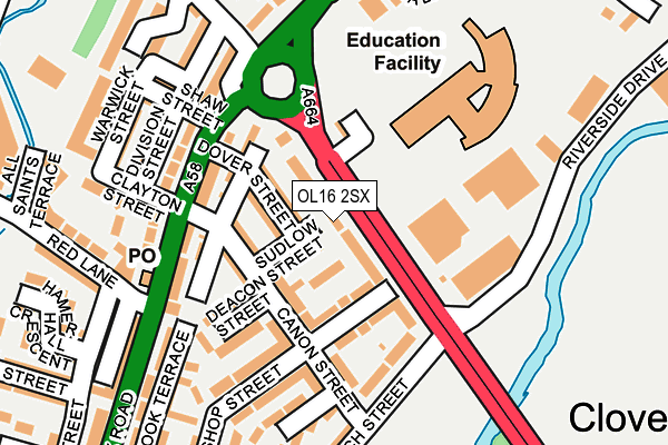 OL16 2SX map - OS OpenMap – Local (Ordnance Survey)