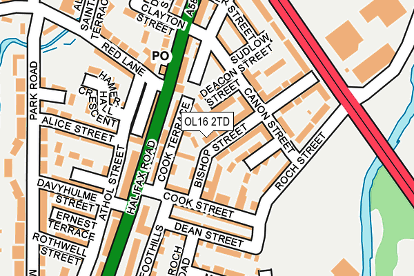 OL16 2TD map - OS OpenMap – Local (Ordnance Survey)