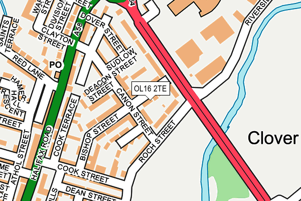 OL16 2TE map - OS OpenMap – Local (Ordnance Survey)