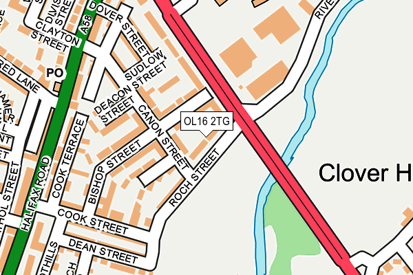 OL16 2TG map - OS OpenMap – Local (Ordnance Survey)