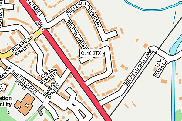 OL16 2TX map - OS OpenMap – Local (Ordnance Survey)