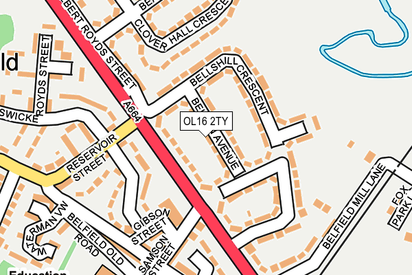 OL16 2TY map - OS OpenMap – Local (Ordnance Survey)