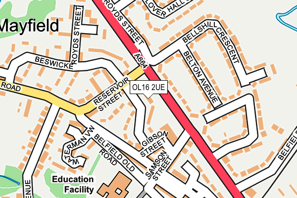 OL16 2UE map - OS OpenMap – Local (Ordnance Survey)