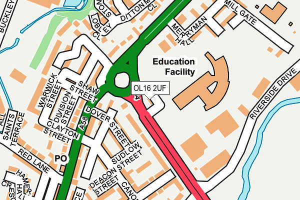 OL16 2UF map - OS OpenMap – Local (Ordnance Survey)