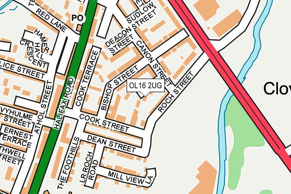 OL16 2UG map - OS OpenMap – Local (Ordnance Survey)