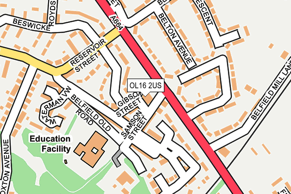 OL16 2US map - OS OpenMap – Local (Ordnance Survey)