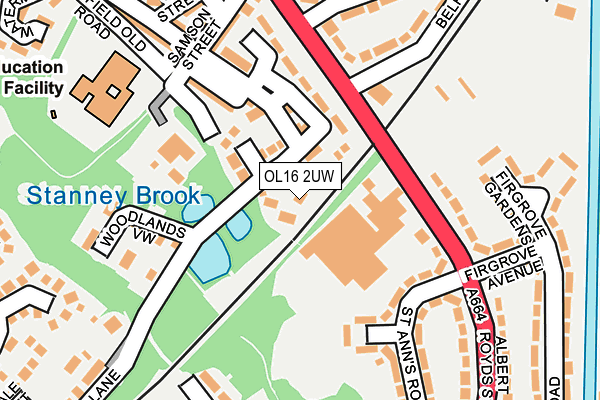 OL16 2UW map - OS OpenMap – Local (Ordnance Survey)