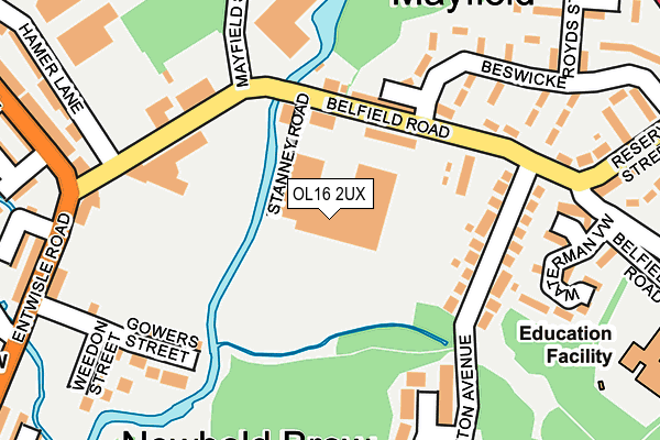 OL16 2UX map - OS OpenMap – Local (Ordnance Survey)