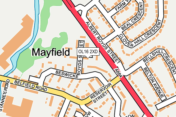 OL16 2XD map - OS OpenMap – Local (Ordnance Survey)