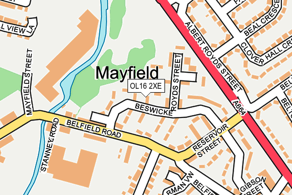 OL16 2XE map - OS OpenMap – Local (Ordnance Survey)