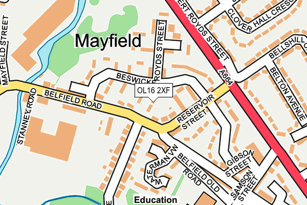 OL16 2XF map - OS OpenMap – Local (Ordnance Survey)