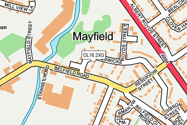 OL16 2XG map - OS OpenMap – Local (Ordnance Survey)