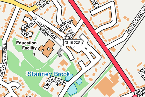 OL16 2XS map - OS OpenMap – Local (Ordnance Survey)