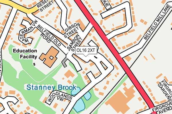 OL16 2XT map - OS OpenMap – Local (Ordnance Survey)