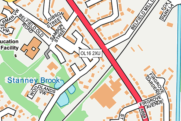 OL16 2XU map - OS OpenMap – Local (Ordnance Survey)