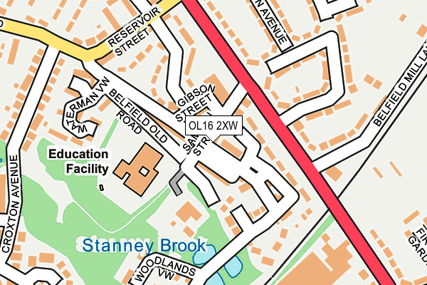 OL16 2XW map - OS OpenMap – Local (Ordnance Survey)