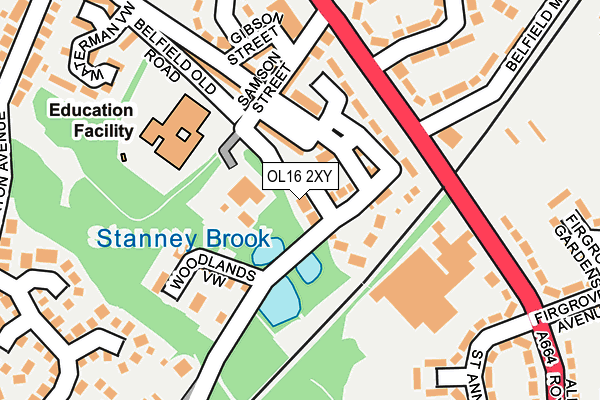 OL16 2XY map - OS OpenMap – Local (Ordnance Survey)