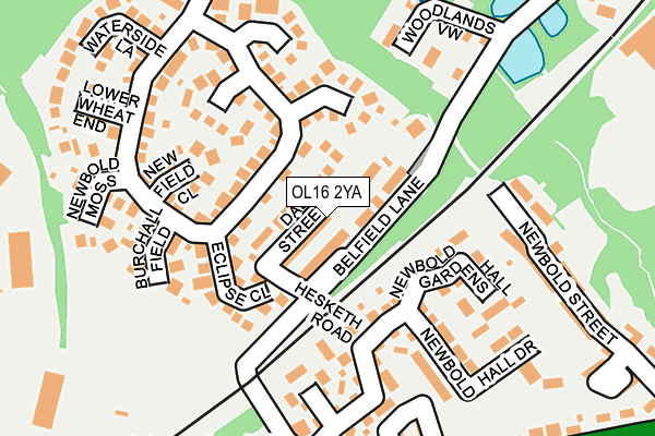 OL16 2YA map - OS OpenMap – Local (Ordnance Survey)